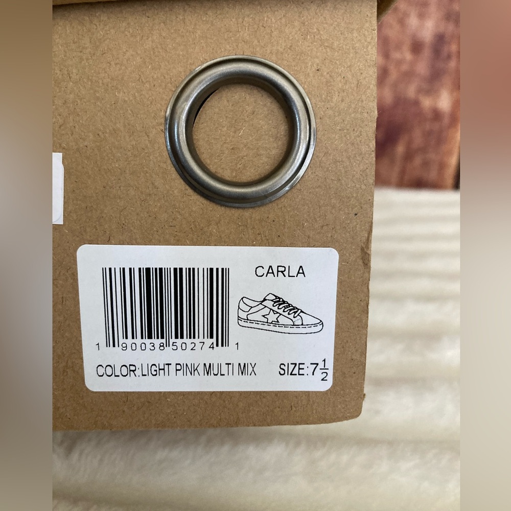 Vintage Havana | NEW Carla Light Pink Multi Tweed Fashion Sneaker - Picture 5 of 5